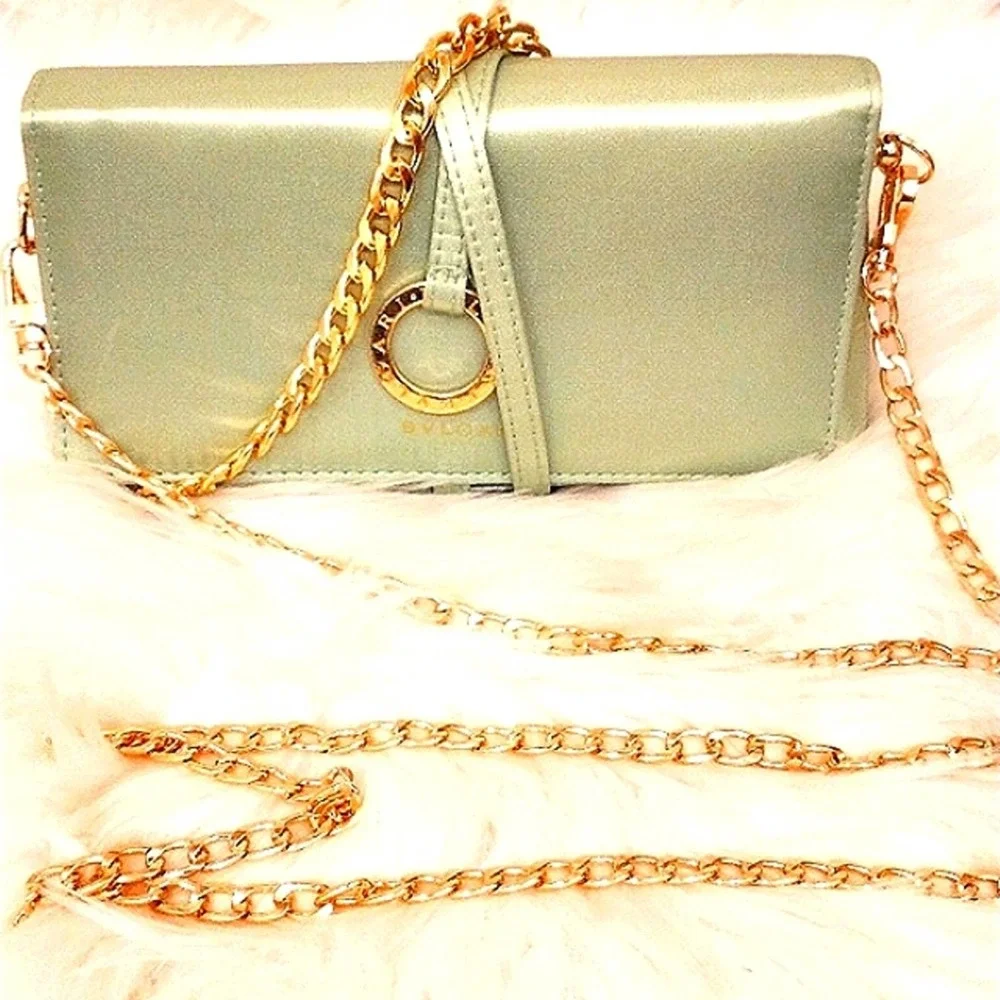 BVGARI with BOX CROSSBODY Authentic Satin Clutch Handbag w added 2 Gold … - Picture 5 of 16